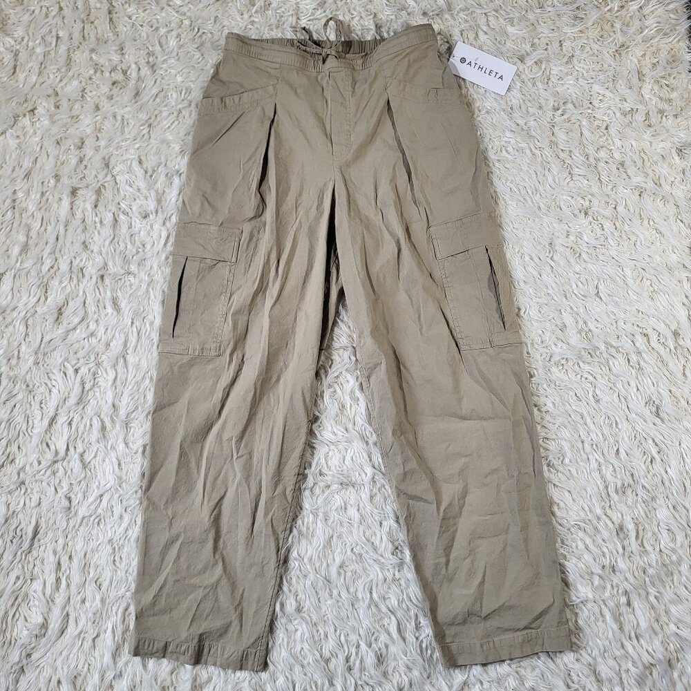 Athleta Pants Womens S Oak Cascade Cargo Poplin Cinch Ankle Work Travel Commute